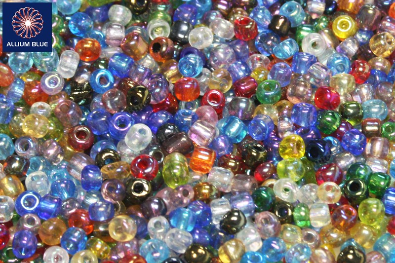 6/0 Glass Seed Bead With Transparent Colour Iridescent, Assorted, Glass Seed Bead, Mixed Color, 4mm - Click Image to Close