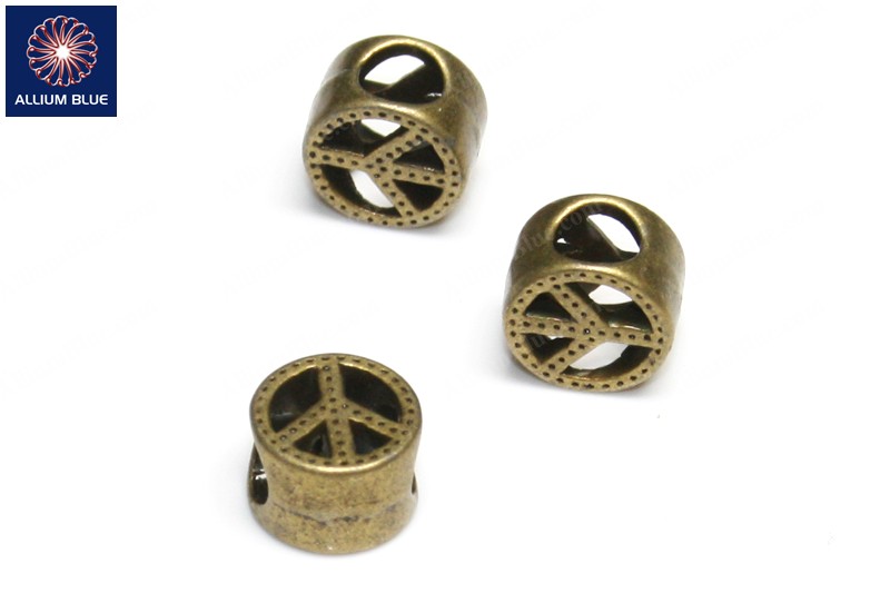 Round Hollow Peace Bead, Plated Base Metal, Antique Brass, 10.1x6.9mm - 關閉視窗 >> 可點擊圖片