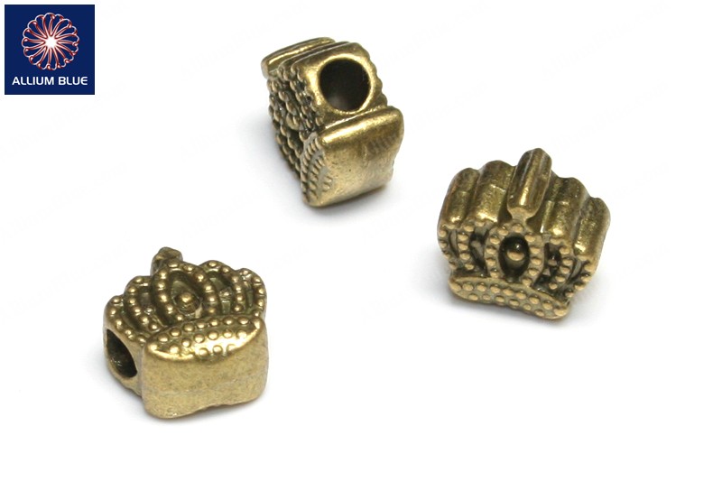 Imperial Crown Bead, Plated Base Metal, Antique Brass, 13x12x7mm - Haga Click en la Imagen para Cerrar