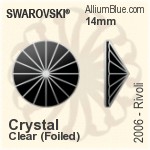 Swarovski Rivoli Flat Back No-Hotfix (2006) 14mm - Clear Crystal With Platinum Foiling