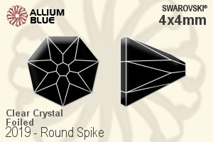 施華洛世奇 圓形 Spike 平底石 (2019) 4x4mm - 透明白色 白金水銀底