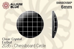 Swarovski Chessboard Circle Flat Back No-Hotfix (2035) 6mm - Clear Crystal With Platinum Foiling - Click Image to Close