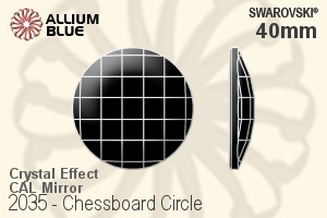 施華洛世奇 棋盤圓形 平底石 (2035) 40mm - 白色（半塗層） 無水銀底 - 關閉視窗 >> 可點擊圖片