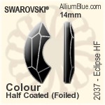 スワロフスキー Eclipse フラットバック ホットフィックス (2037) 8mm - カラー（コーティングなし） アルミニウムフォイル