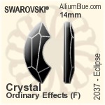 Swarovski Eclipse Flat Back No-Hotfix (2037) 14mm - Colour (Uncoated) With Platinum Foiling