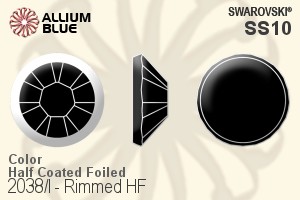 Swarovski Rimmed Flat Back Hotfix (2038/I) SS10 - Color (Half Coated) With Silver Foiling