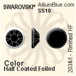 スワロフスキー Rimmed ラインストーン ホットフィックス (2038/I) SS10 - カラー（ハーフ　コーティング） 裏面シルバーフォイル