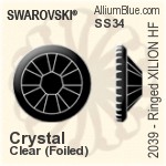 Swarovski Ringed XILION Rose Flat Back Hotfix (2039) SS34 - Colour (Half Coated) With Silver Foiling
