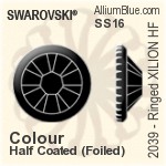 スワロフスキー Ringed XILION Rose フラットバック ホットフィックス (2039) SS34 - カラー（ハーフ　コーティング） シルバーフォイル