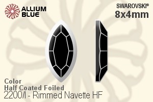 スワロフスキー Rimmed Navette ラインストーン ホットフィックス (2200/I) 8x4mm - カラー（ハーフ　コーティング） 裏面アルミニウムフォイル