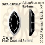 施華洛世奇 Rimmed 馬眼形 熨底平底石 (2200/I) 8x4mm - 白色（半塗層） 鋁質水銀底