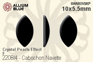 Swarovski Cabochon Navette Flat Back No-Hotfix (2208/4) 10x5.5mm - Crystal Pearls Effect With Platinum Foiling