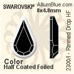 スワロフスキー Rimmed Drop ラインストーン ホットフィックス (2300/I) 8x4.8mm - カラー（ハーフ　コーティング） 裏面アルミニウムフォイル