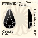 施华洛世奇 梨形 熨底平底石 (2300) 8x4.8mm - 白色（半涂层） 铝质水银底