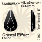 施华洛世奇 梨形 熨底平底石 (2300) 8x4.8mm - 白色（半涂层） 铝质水银底