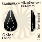 Swarovski Pear-shaped Flat Back No-Hotfix (2300) 10x6mm - Clear Crystal With Platinum Foiling