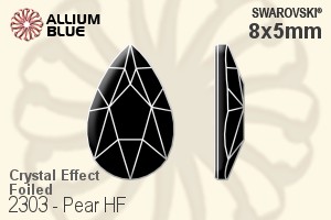 施华洛世奇 Pear 熨底平底石 (2303) 8x5mm - 白色（半涂层） 铝质水银底