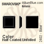 Swarovski Base Flat Back No-Hotfix (2402) 4mm - Color (Half Coated) Unfoiled