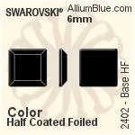 スワロフスキー Base ラインストーン ホットフィックス (2402) 6mm - カラー（ハーフ　コーティング） 裏面アルミニウムフォイル