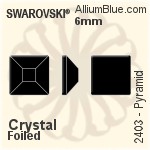 Swarovski Pyramid Flat Back No-Hotfix (2403) 4mm - Color (Half Coated) Unfoiled