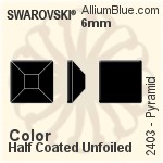 Swarovski Pyramid Flat Back No-Hotfix (2403) 6mm - Crystal Effect Unfoiled