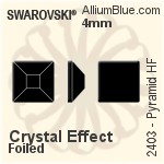 スワロフスキー Pyramid ラインストーン ホットフィックス (2403) 4mm - クリスタル エフェクト 裏面アルミニウムフォイル