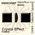 Swarovski Cabochon Square Flat Back No-Hotfix (2408/4) 6mm - Crystal Effect With Platinum Foiling