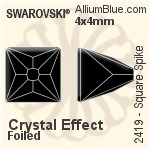 Swarovski Square Spike Flat Back No-Hotfix (2419) 6x6mm - Clear Crystal With Platinum Foiling