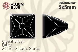 施华洛世奇 正方形 Spike 平底石 (2419) 5x5mm - 白色（半涂层） 白金水银底