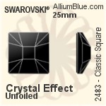 施华洛世奇 经典正方形 平底石 (2483) 25mm - 透明白色 白金水银底