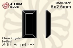 スワロフスキー Baguette ラインストーン ホットフィックス (2510) 5x2.5mm - クリスタル 裏面アルミニウムフォイル