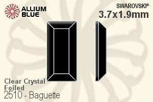 スワロフスキー Baguette ラインストーン (2510) 3.7x1.9mm - クリスタル 裏面プラチナフォイル