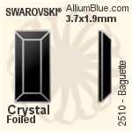 施華洛世奇 長方 平底石 (2510) 3.7x1.9mm - 透明白色 白金水銀底
