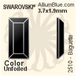 施華洛世奇 長方 平底石 (2510) 3.7x1.9mm - 顏色 無水銀底