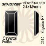 施華洛世奇 長方 熨底平底石 (2510) 3.7x1.9mm - 透明白色 鋁質水銀底