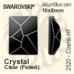 施華洛世奇 天宇 熨底平底石 (2520) 10x8mm - 透明白色 鋁質水銀底