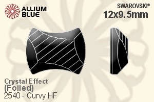 施华洛世奇 Curvy 熨底平底石 (2540) 12x9.5mm - 白色（半涂层） 铝质水银底