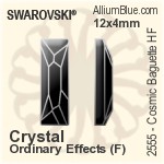 施華洛世奇 天宇 長方 熨底平底石 (2555) 12x4mm - 白色（半塗層） 鋁質水銀底