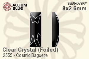 スワロフスキー Cosmic Baguette ラインストーン (2555) 8x2.6mm - クリスタル 裏面プラチナフォイル