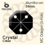 Preciosa MC Octagon (3-Hole) (2572) 24mm - Clear Crystal