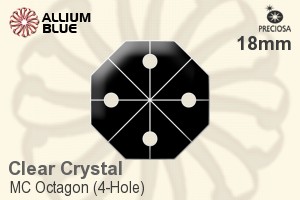 Preciosa MC Octagon (4-Hole) (2573) 18mm - Clear Crystal - Click Image to Close
