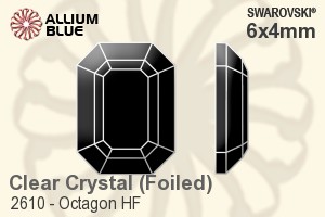 施華洛世奇 Octagon 熨底平底石 (2610) 6x4mm - 透明白色 鋁質水銀底 - 關閉視窗 >> 可點擊圖片