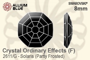 施华洛世奇 Solaris (局部磨砂) 平底石 (2611/G) 8mm - 白色（半涂层） 白金水银底