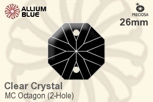 Preciosa MC Octagon (2-Hole) (2611) 26mm - Clear Crystal