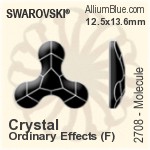 施華洛世奇 分子狀 平底石 (2708) 8x8.7mm - 白色（半塗層） 白金水銀底