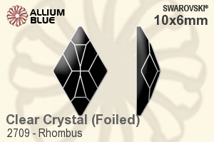 Swarovski Rhombus Flat Back No-Hotfix (2709) 10x6mm - Clear Crystal With Platinum Foiling