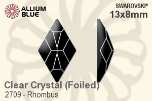 Swarovski Rhombus Flat Back No-Hotfix (2709) 13x8mm - Clear Crystal With Platinum Foiling - Click Image to Close