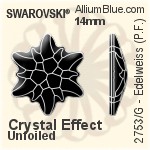 Swarovski Edelweiss (Partly Frosted) Flat Back No-Hotfix (2753/G) 14mm - Clear Crystal With Platinum Foiling