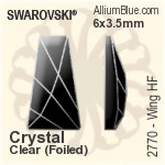 施華洛世奇 羽翼 熨底平底石 (2770) 6x3.5mm - 透明白色 鋁質水銀底