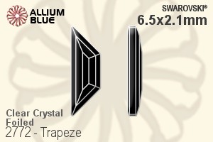 スワロフスキー Trapeze ラインストーン (2772) 6.5x2.1mm - クリスタル 裏面プラチナフォイル